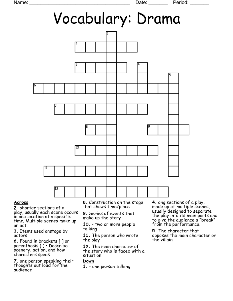 Vocabulary: Drama Crossword