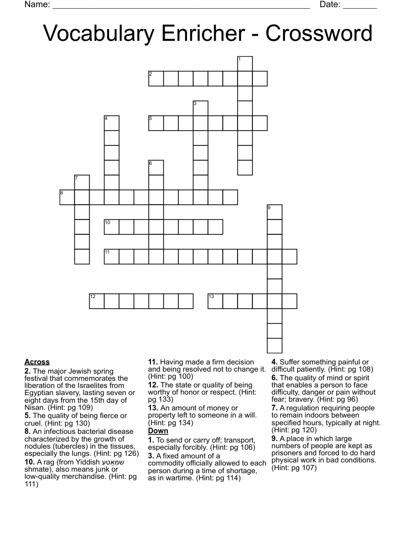 Vocabulary Enricher - Crossword