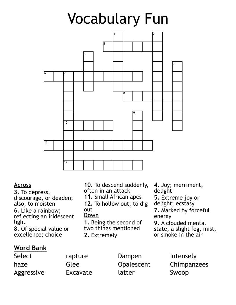 Vocabulary Fun Crossword