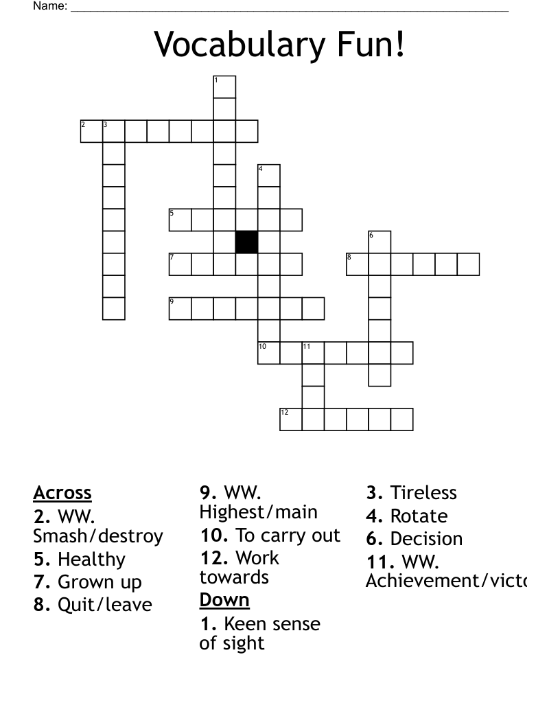 Vocabulary Fun! Crossword