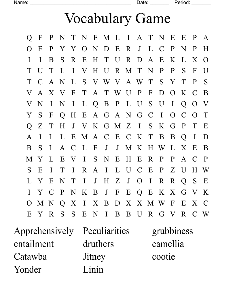 Vocabulary Game  Word Search