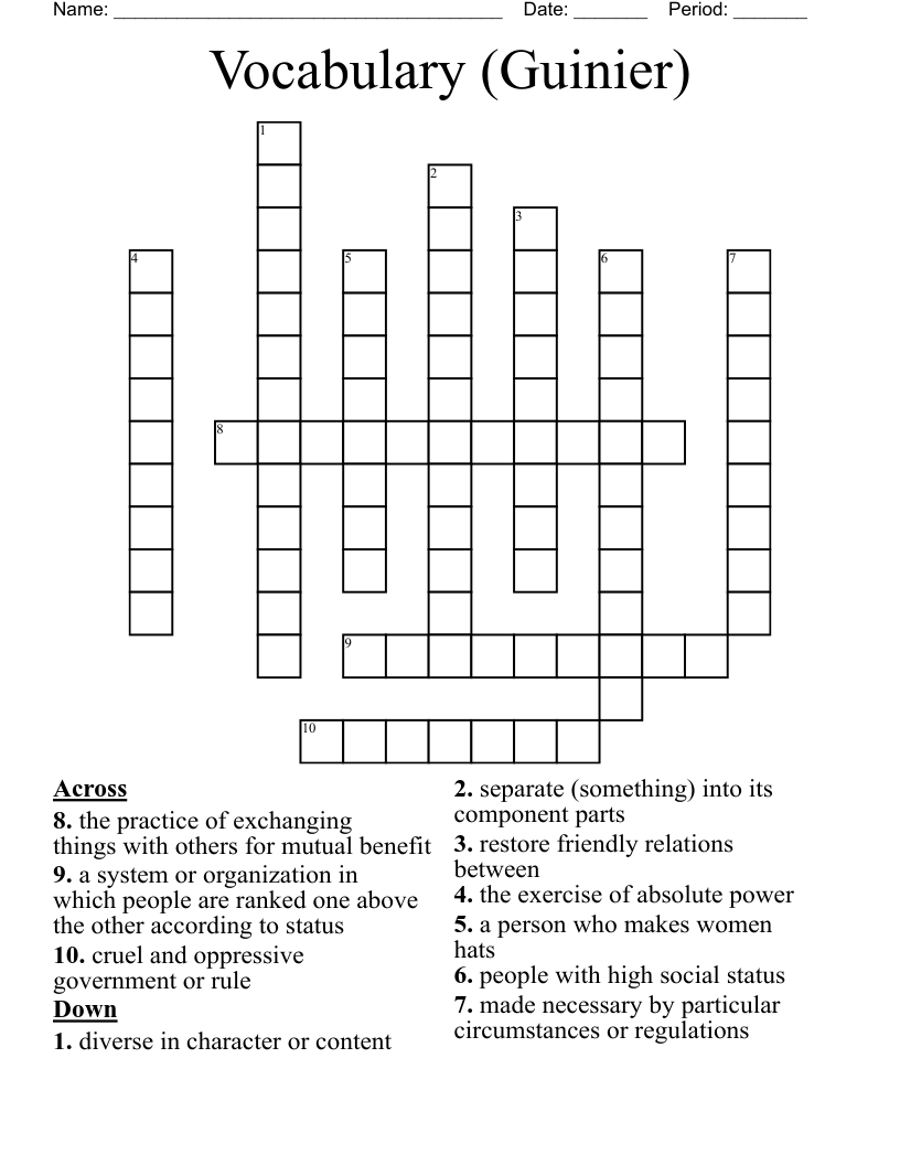 Vocabulary (Guinier)  Crossword