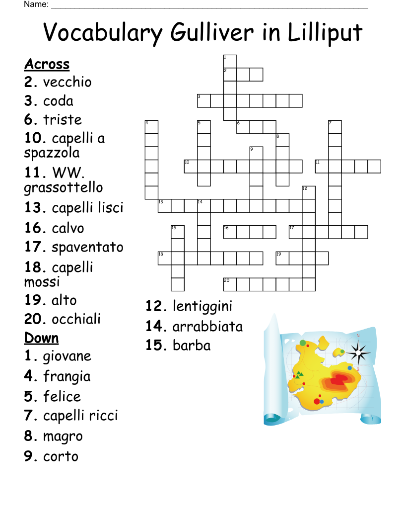 Vocabulary Gulliver in Lilliput Crossword