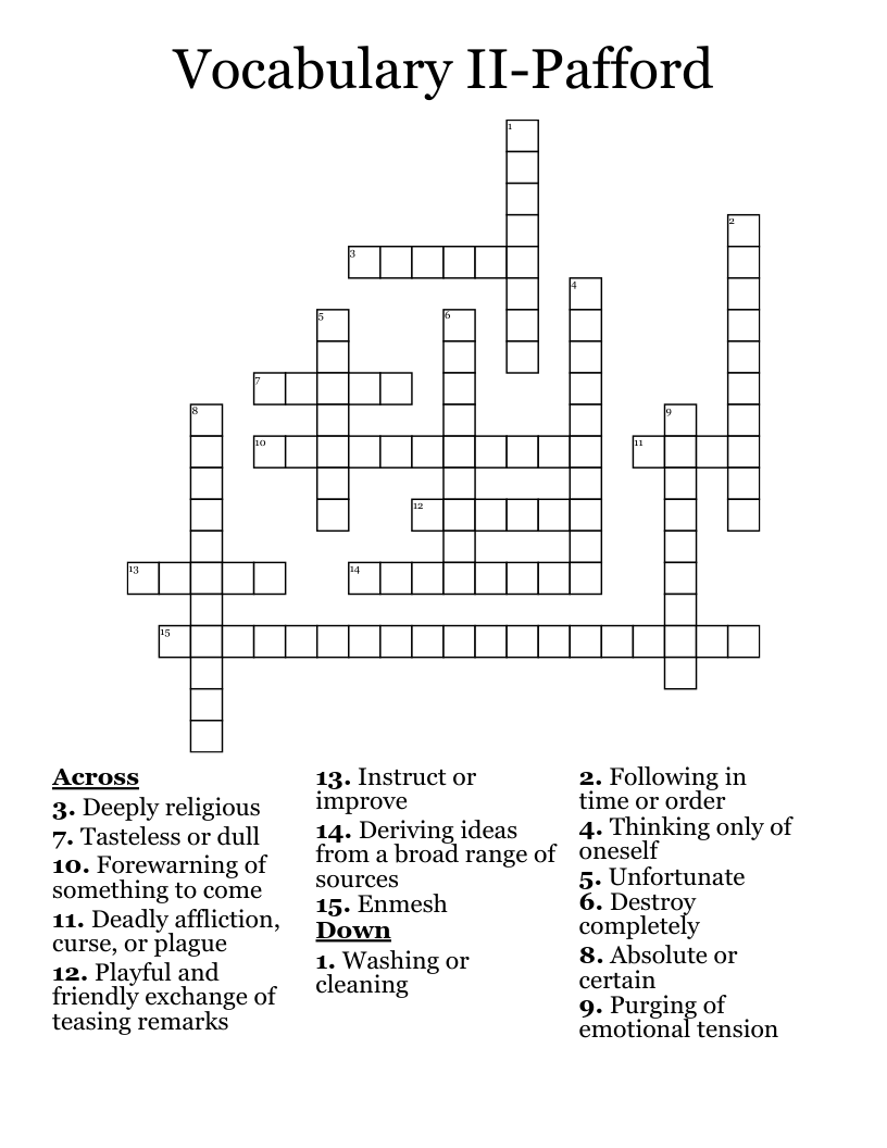 Vocabulary II-Pafford Crossword