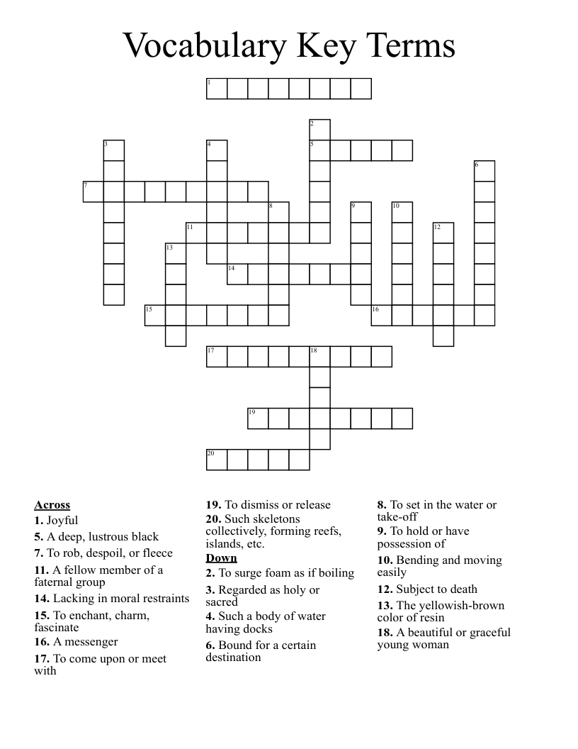 Vocabulary Key Terms Crossword