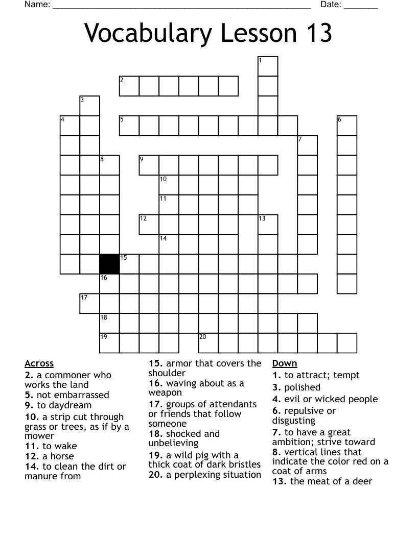 Vocabulary Lesson 13 Crossword