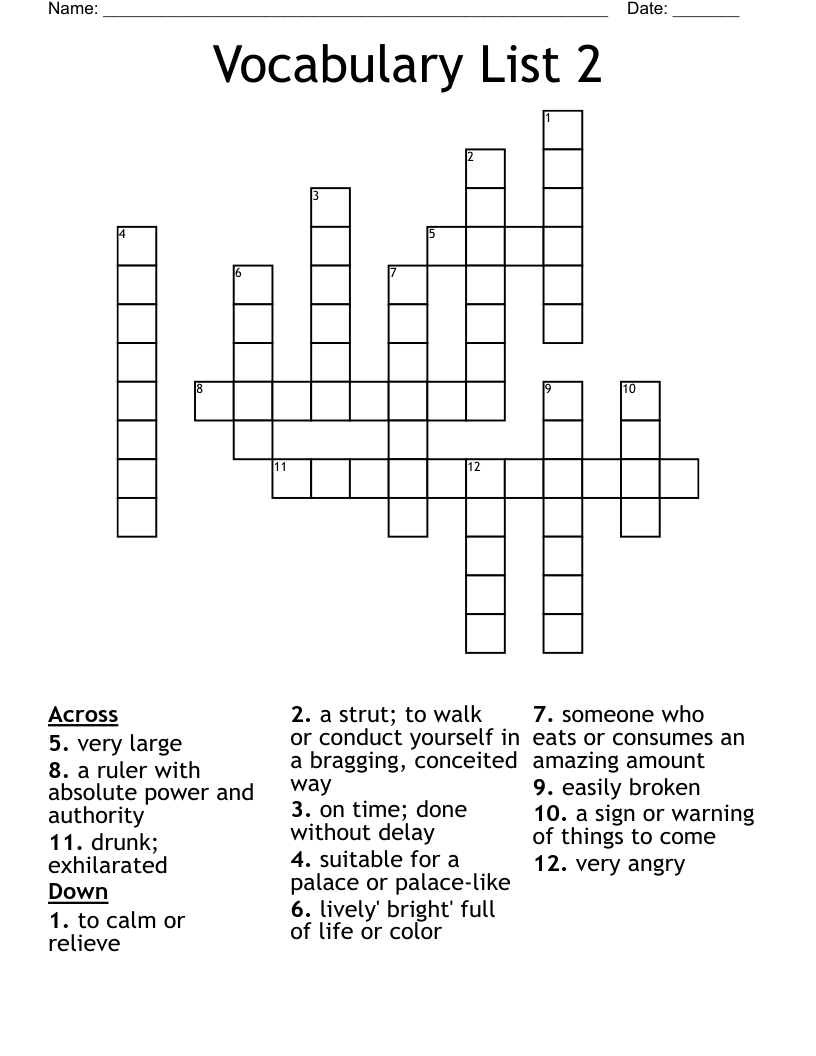 Vocabulary List 2  Crossword