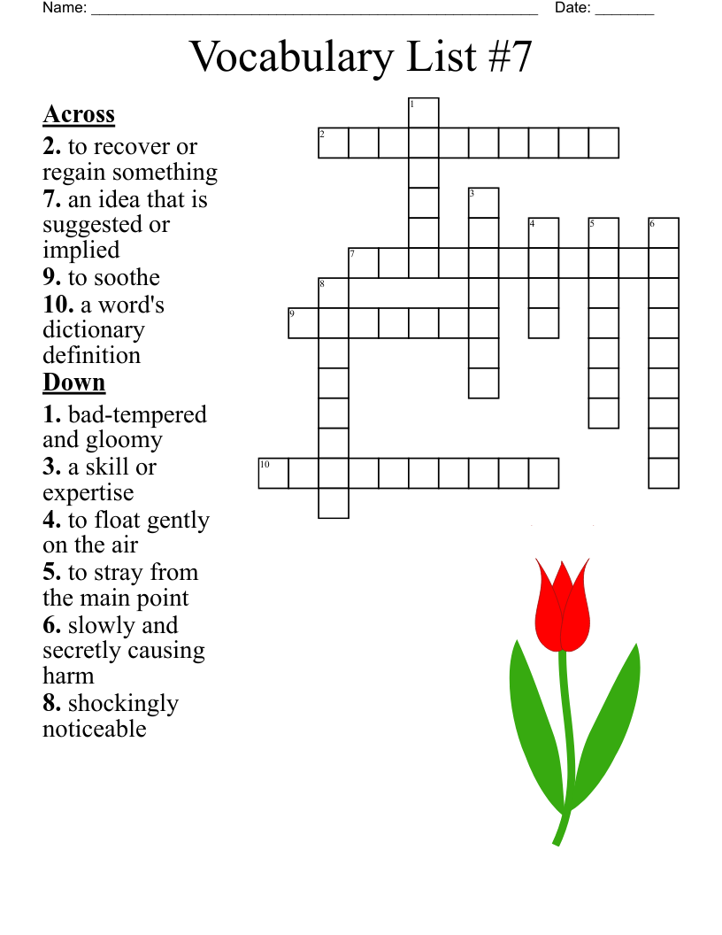Vocabulary List #7 Crossword