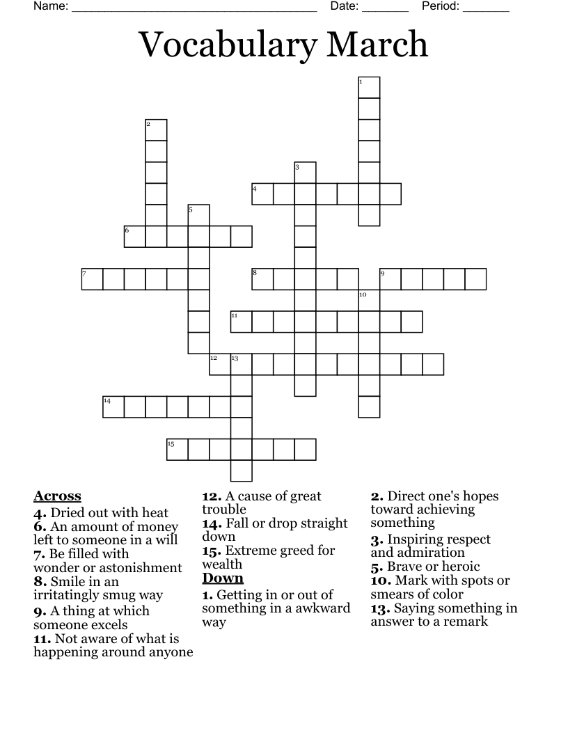 Vocabulary March Crossword