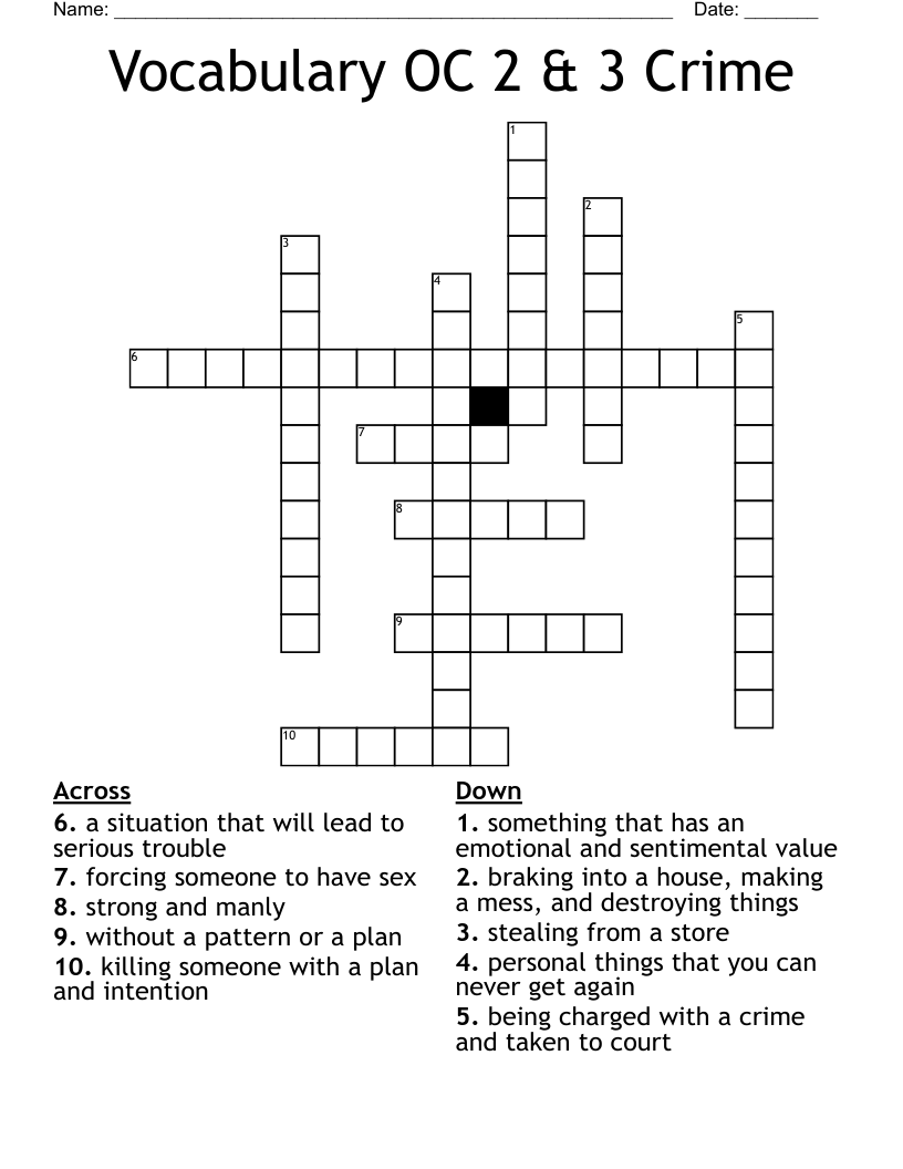 Vocabulary OC 2 & 3 Crime Crossword