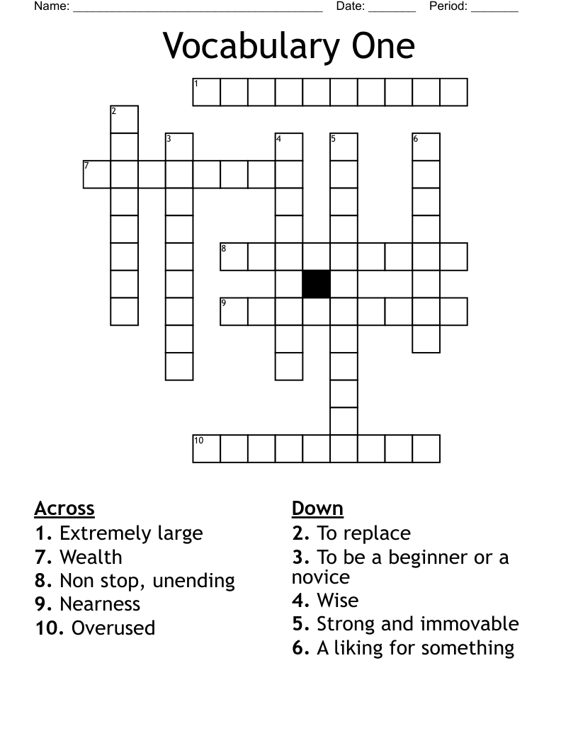 Vocabulary One Crossword
