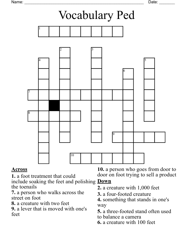 Vocabulary Ped Crossword