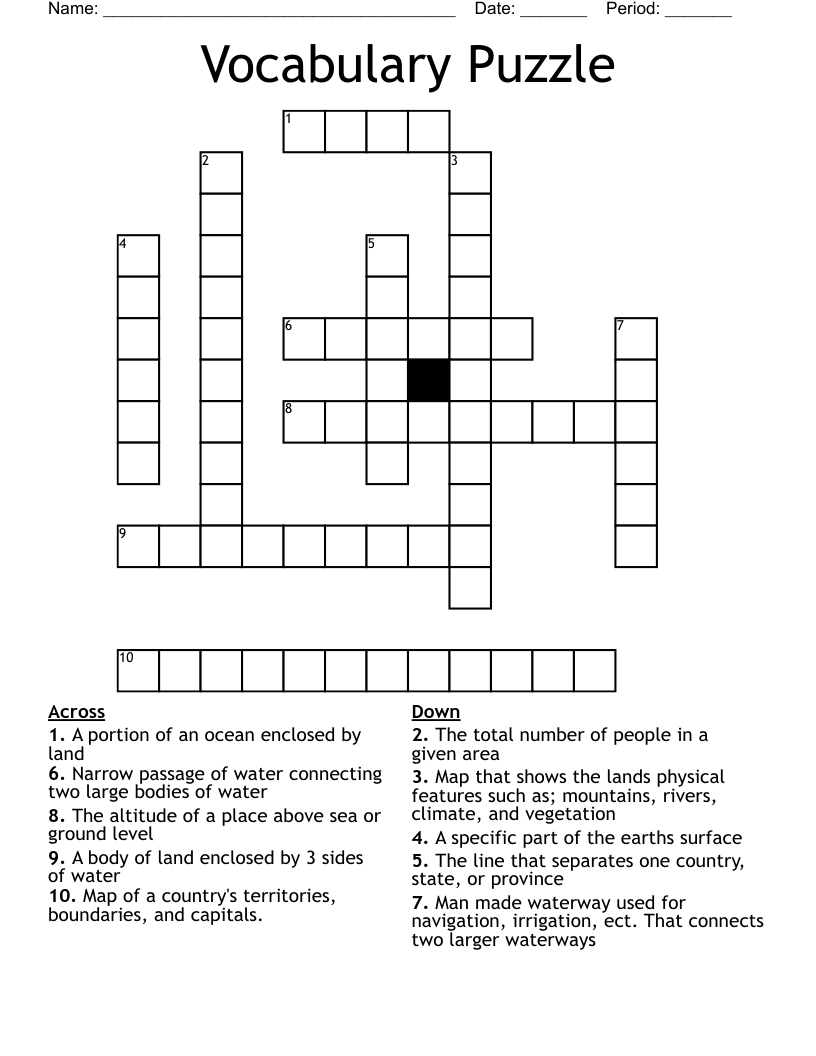Vocabulary Puzzle  Crossword