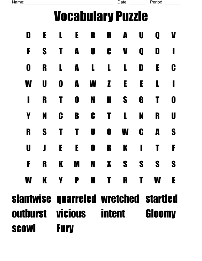 Vocabulary Puzzle  Word Search