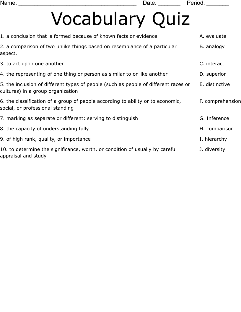 Vocabulary Quiz