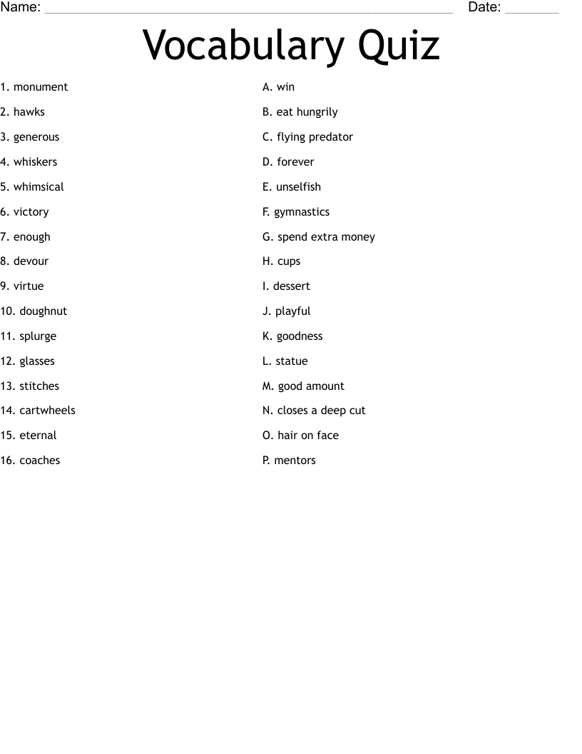 Vocabulary Quiz