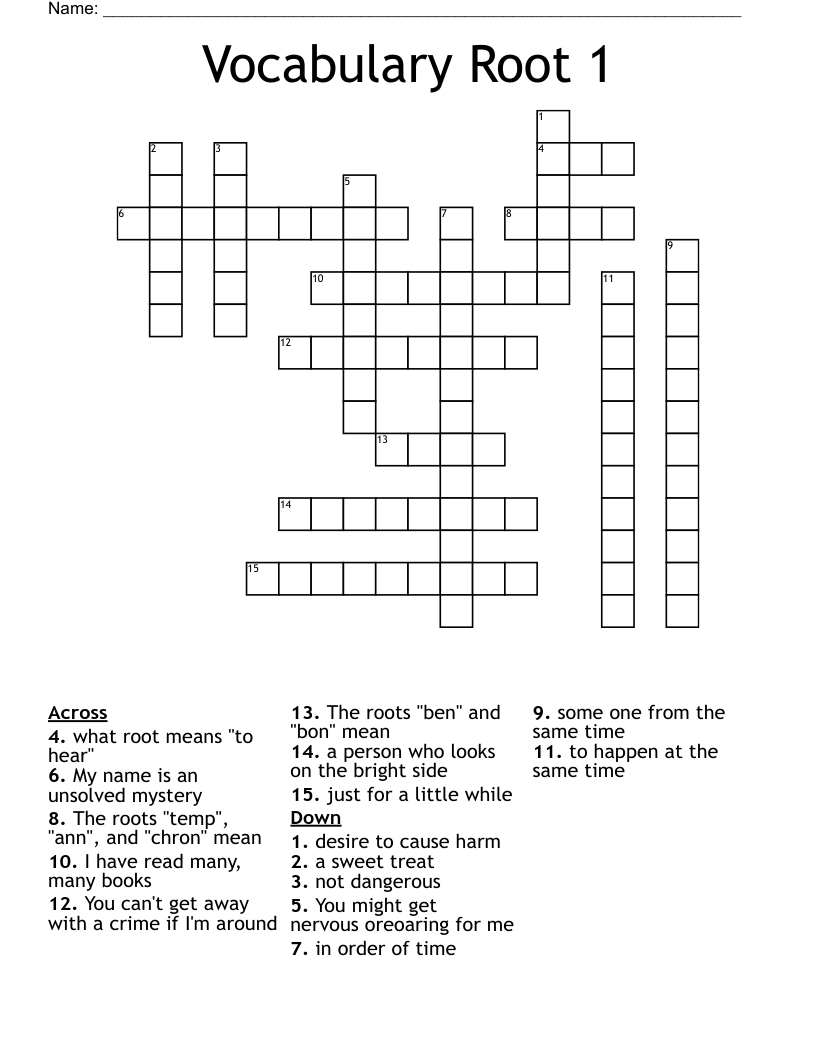 Vocabulary Root 1 Crossword