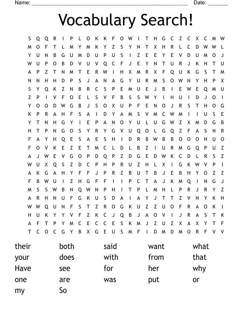 Vocabulary Search! Word Search