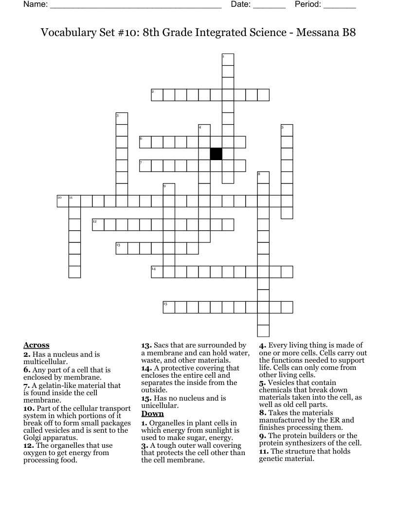 Vocabulary Set #10: 8th Grade Integrated Science - Messana B8