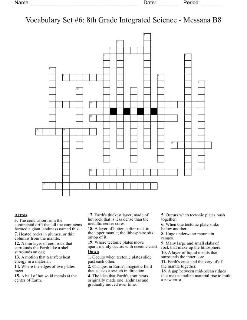 Vocabulary Set #6: 8th Grade Integrated Science - Messana B8