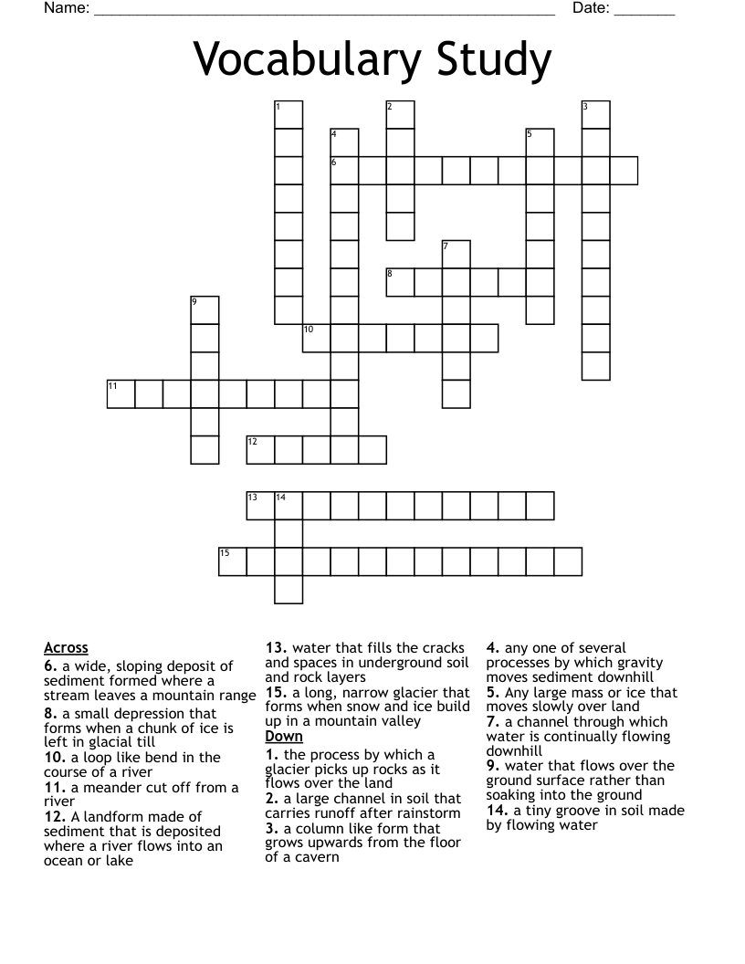 Vocabulary Study  Crossword