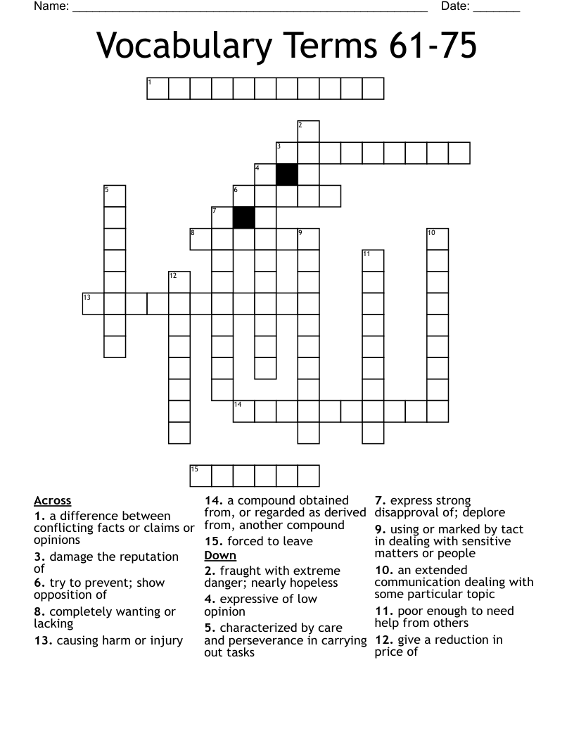 Vocabulary Terms 61-75 Crossword