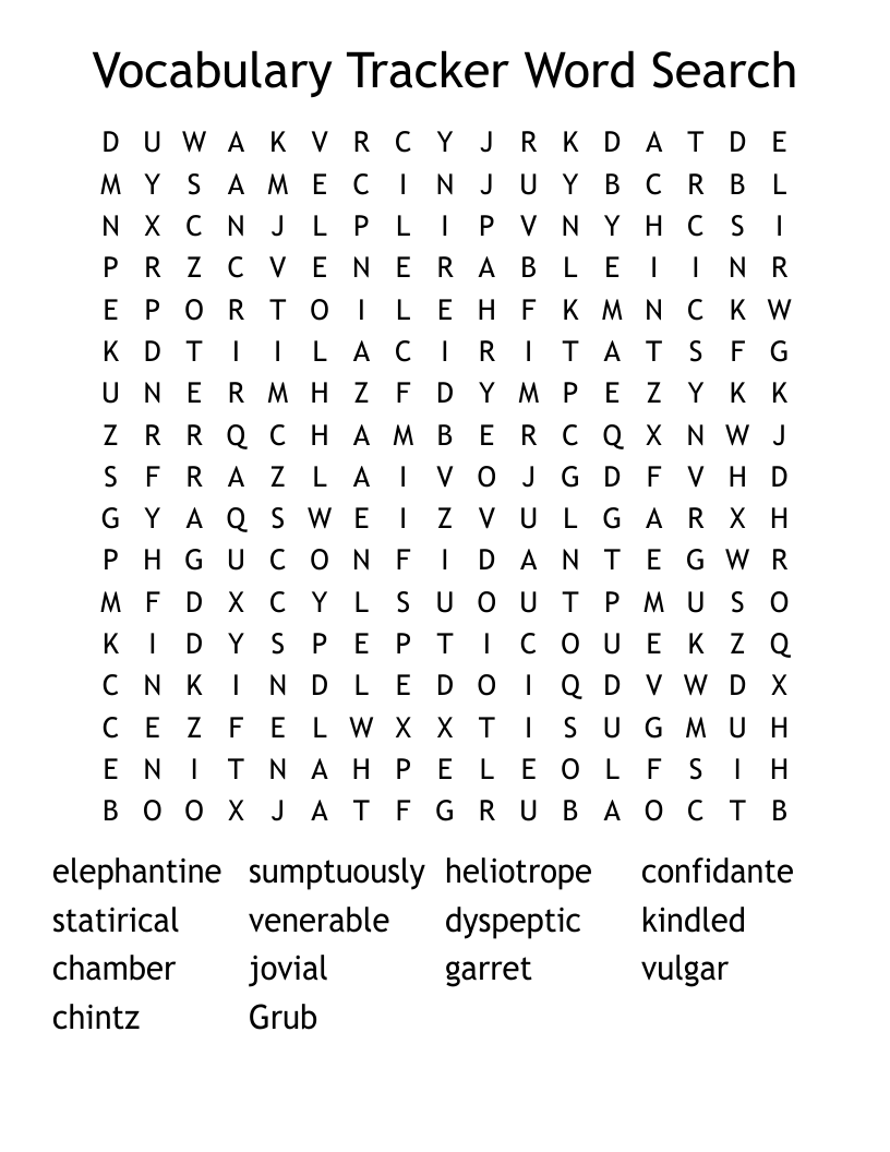 Vocabulary Tracker Word Search