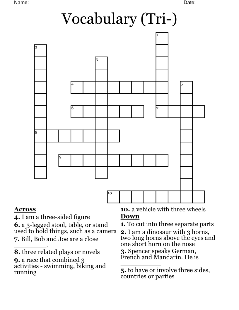 Vocabulary (Tri-) Crossword