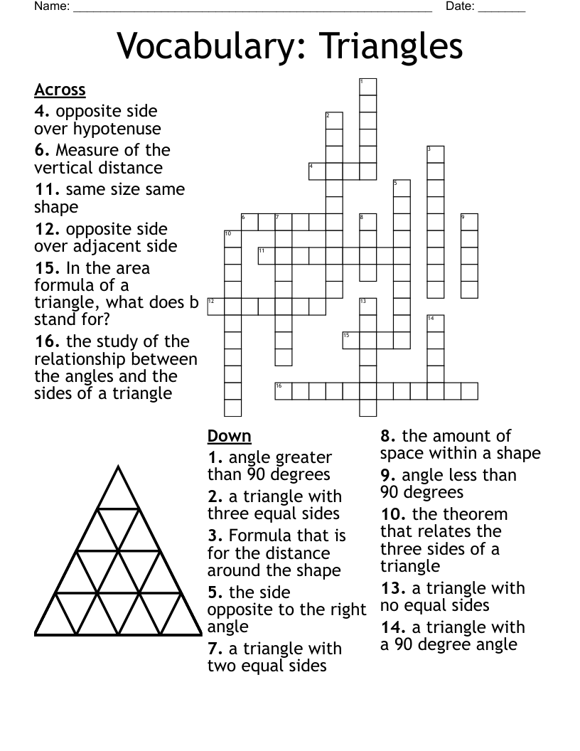 Vocabulary: Triangles Crossword