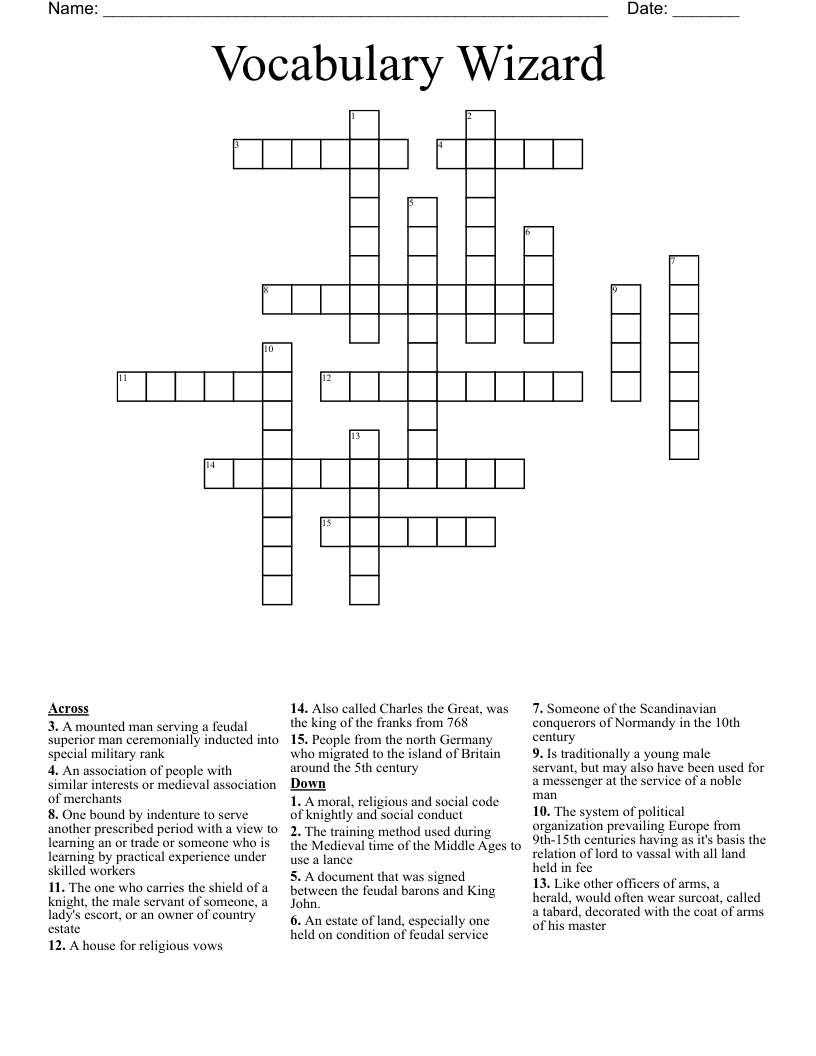 Vocabulary Wizard Crossword