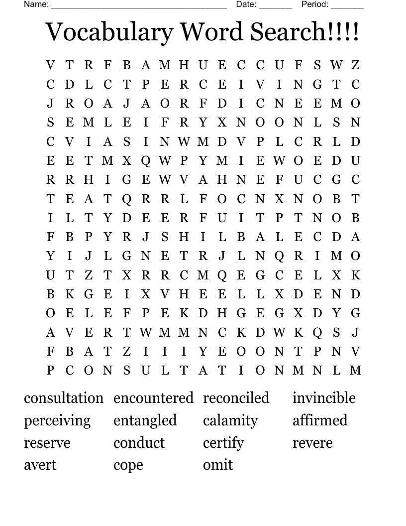 Vocabulary Word Search!!!!