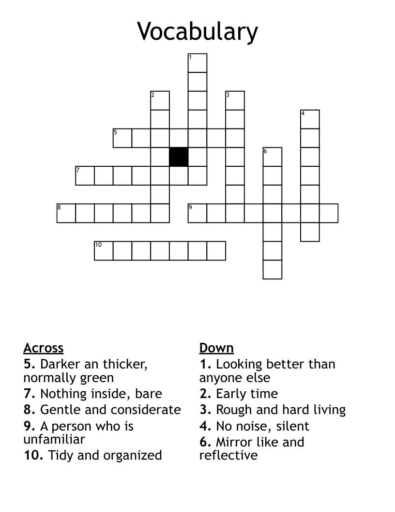 Vocabulary  Crossword