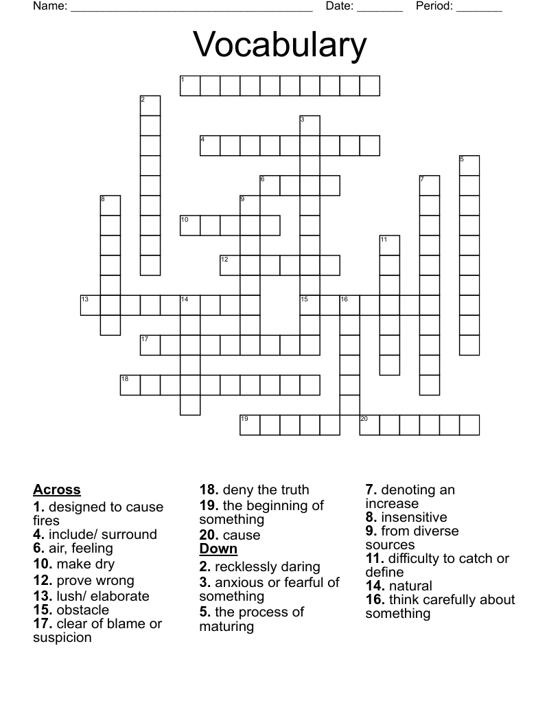 Vocabulary  Crossword