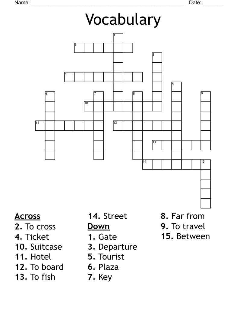 Vocabulary  Crossword