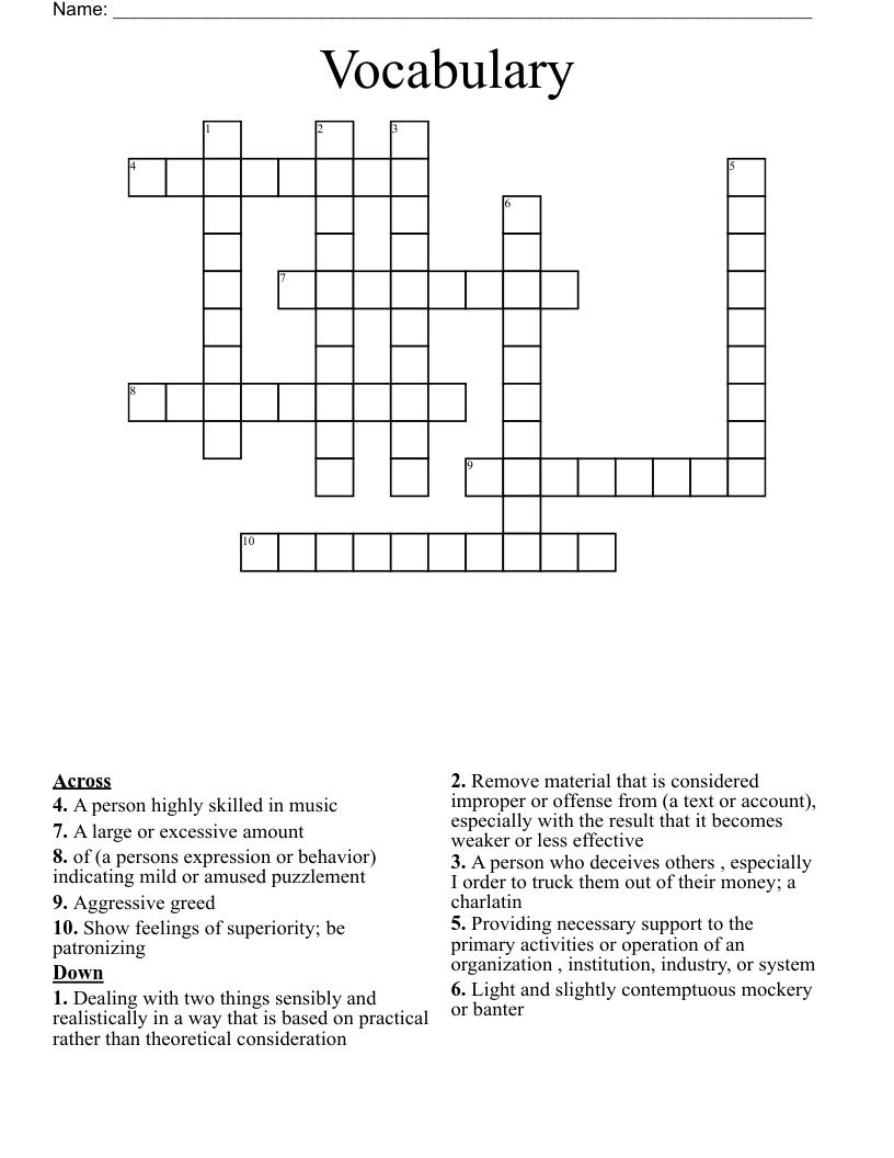 Vocabulary  Crossword
