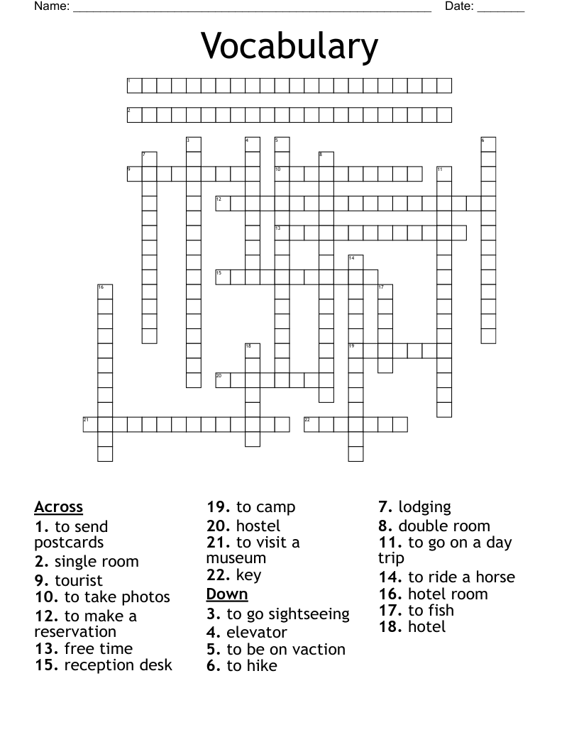Vocabulary  Crossword