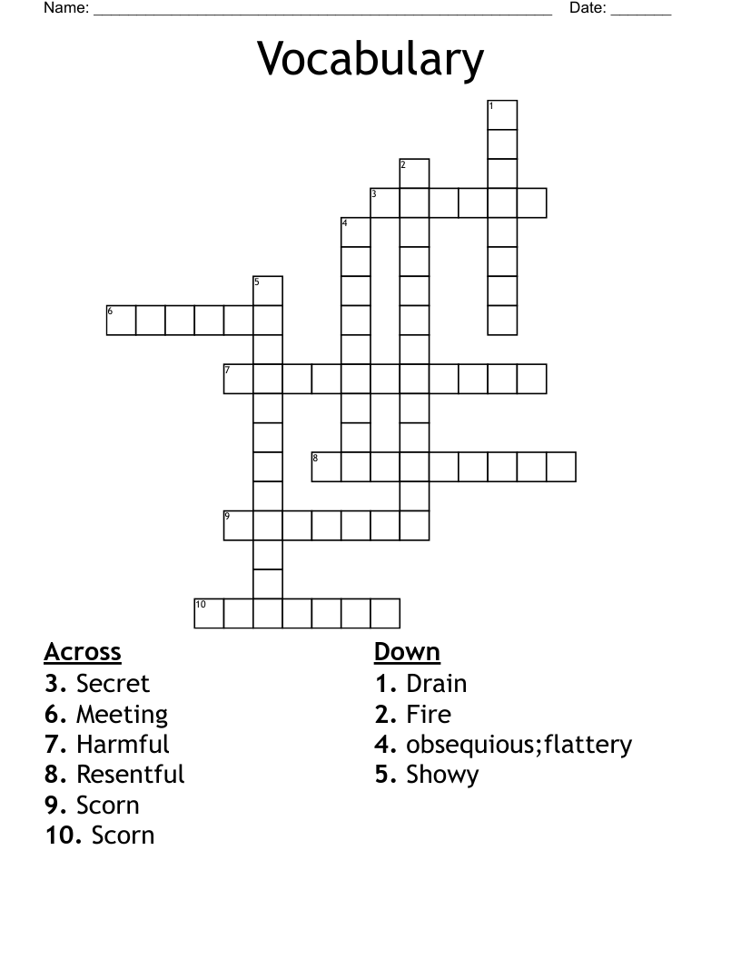 Vocabulary  Crossword