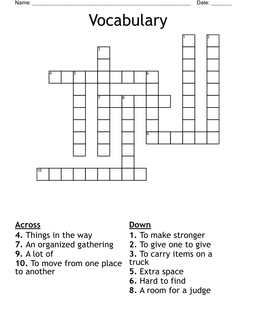 Vocabulary  Crossword