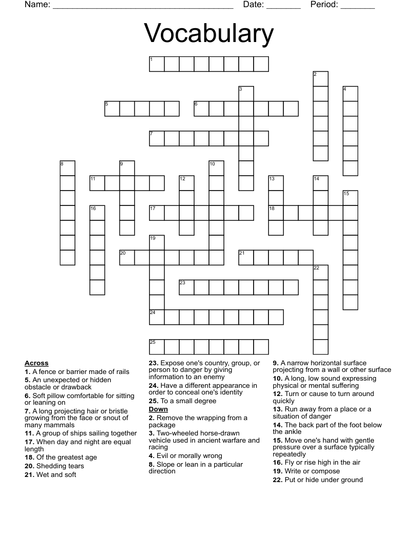Vocabulary  Crossword