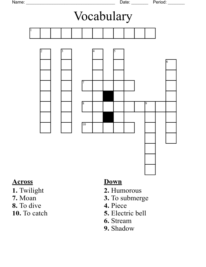 Vocabulary  Crossword