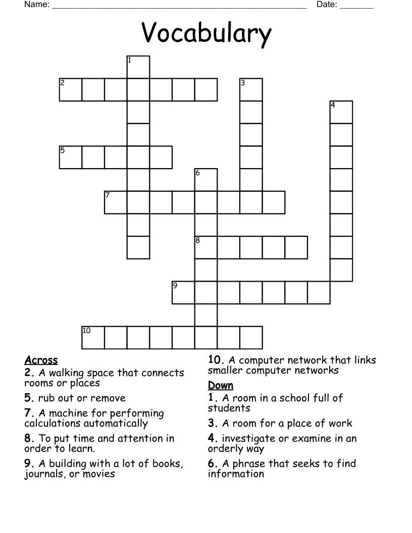 Vocabulary  Crossword