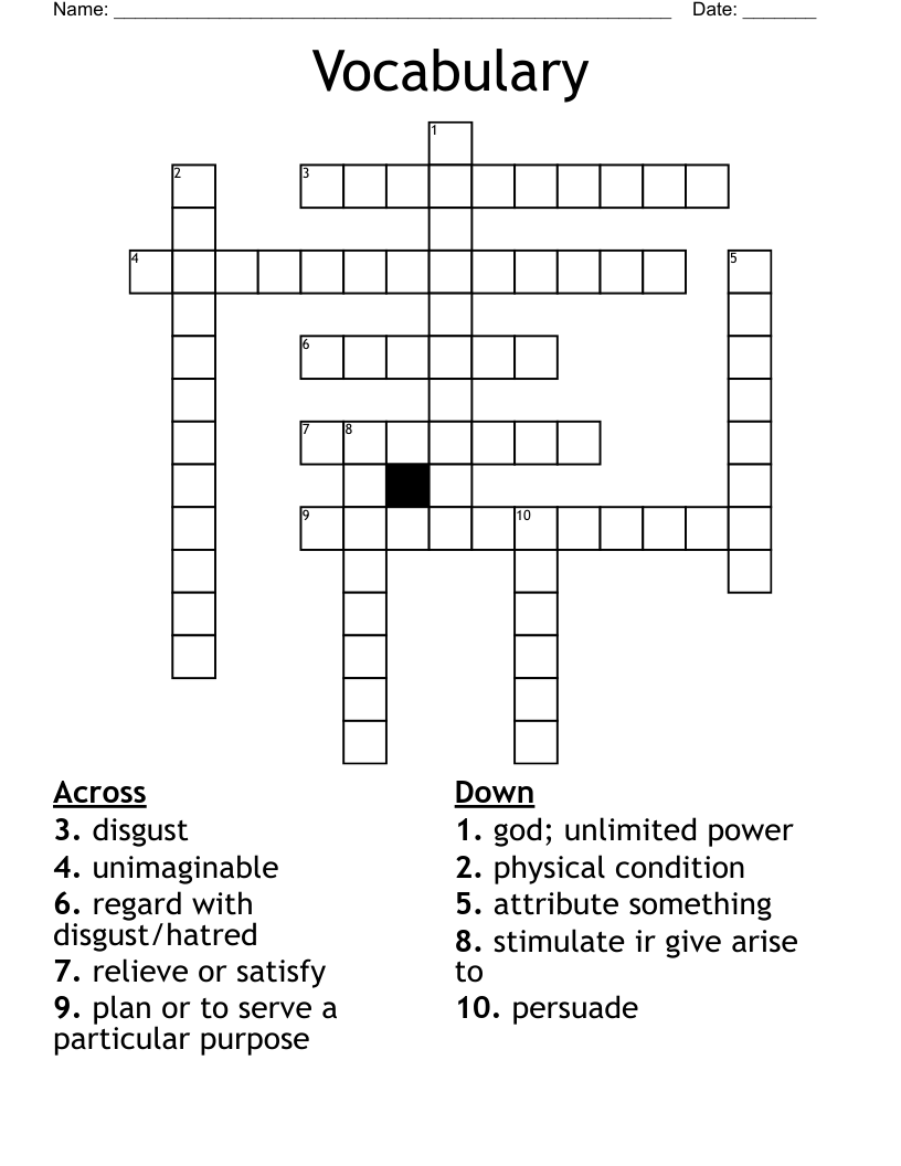 Vocabulary  Crossword