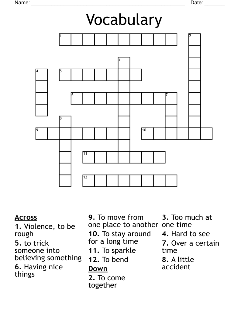 Vocabulary  Crossword