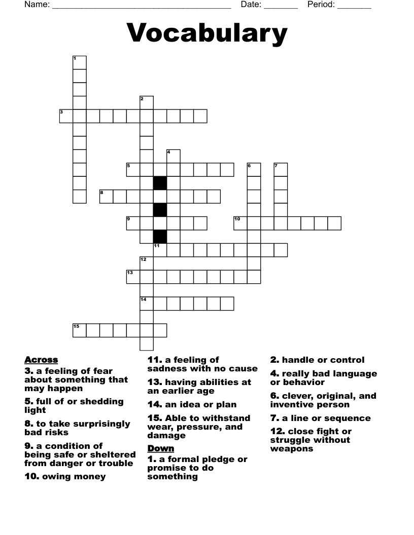 Vocabulary  Crossword