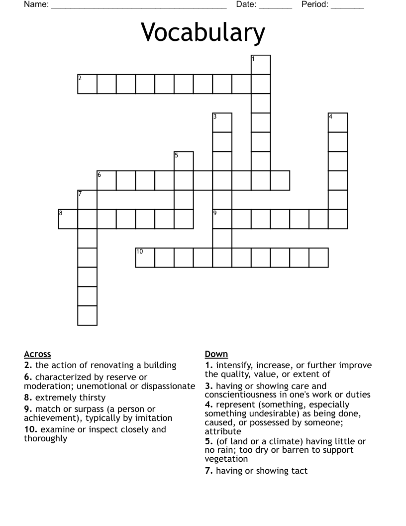 Vocabulary  Crossword