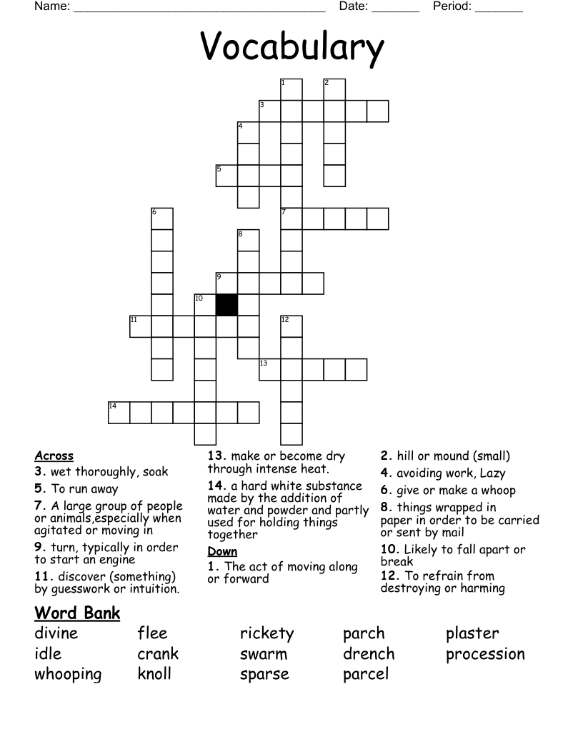 Vocabulary  Crossword