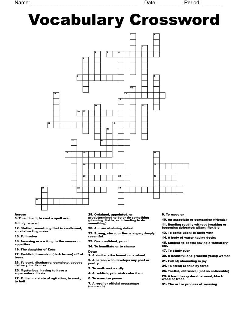 Vocabulary  Crossword