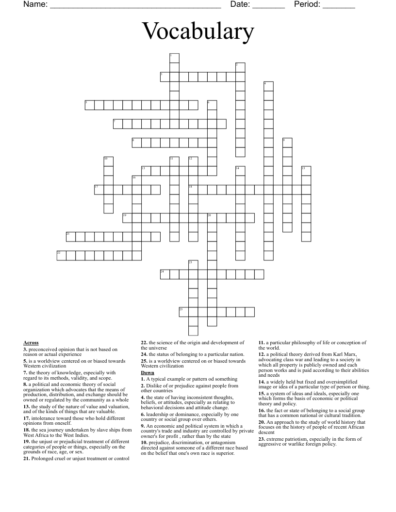 Vocabulary   Crossword