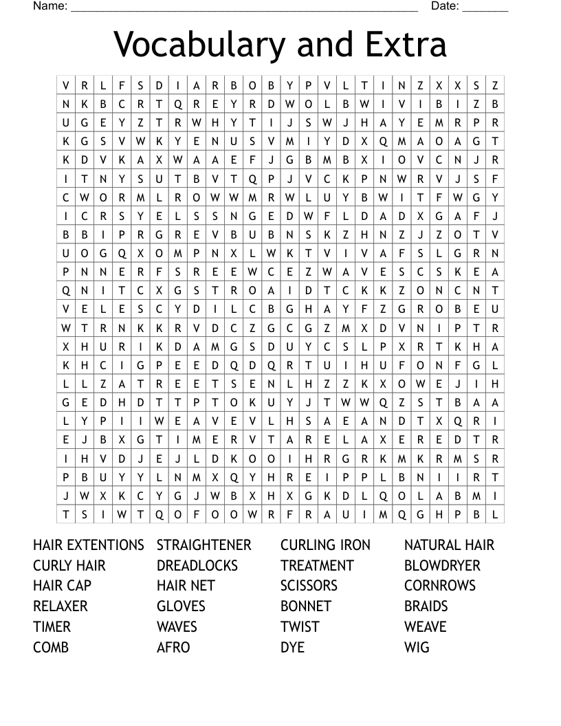 Vocabulary and Extra Word Search