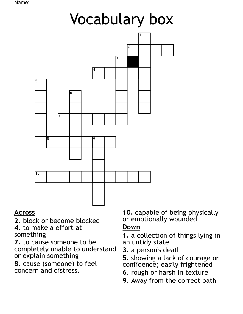 Vocabulary box Crossword